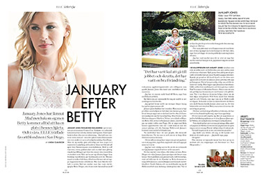 Interview with January Jones in ELLE Sweden.