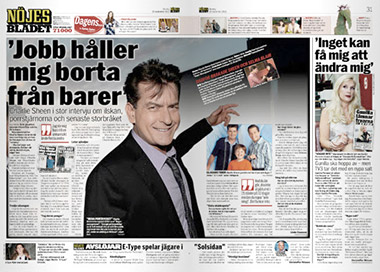 Interview with Charlie Sheen in Aftonbladet.